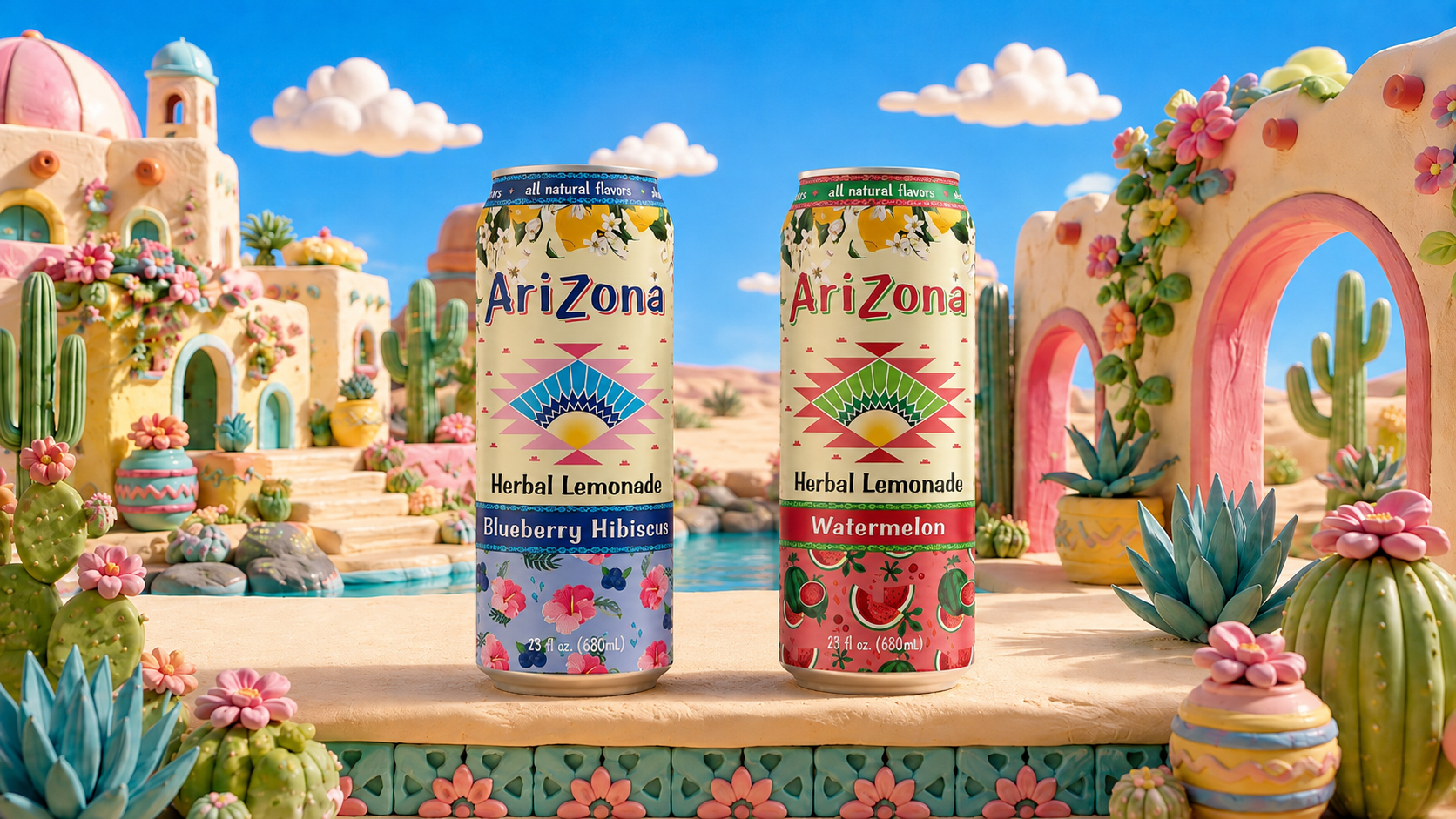 Arizona Iced Tea concept can packaging design in colorful fruit flavors